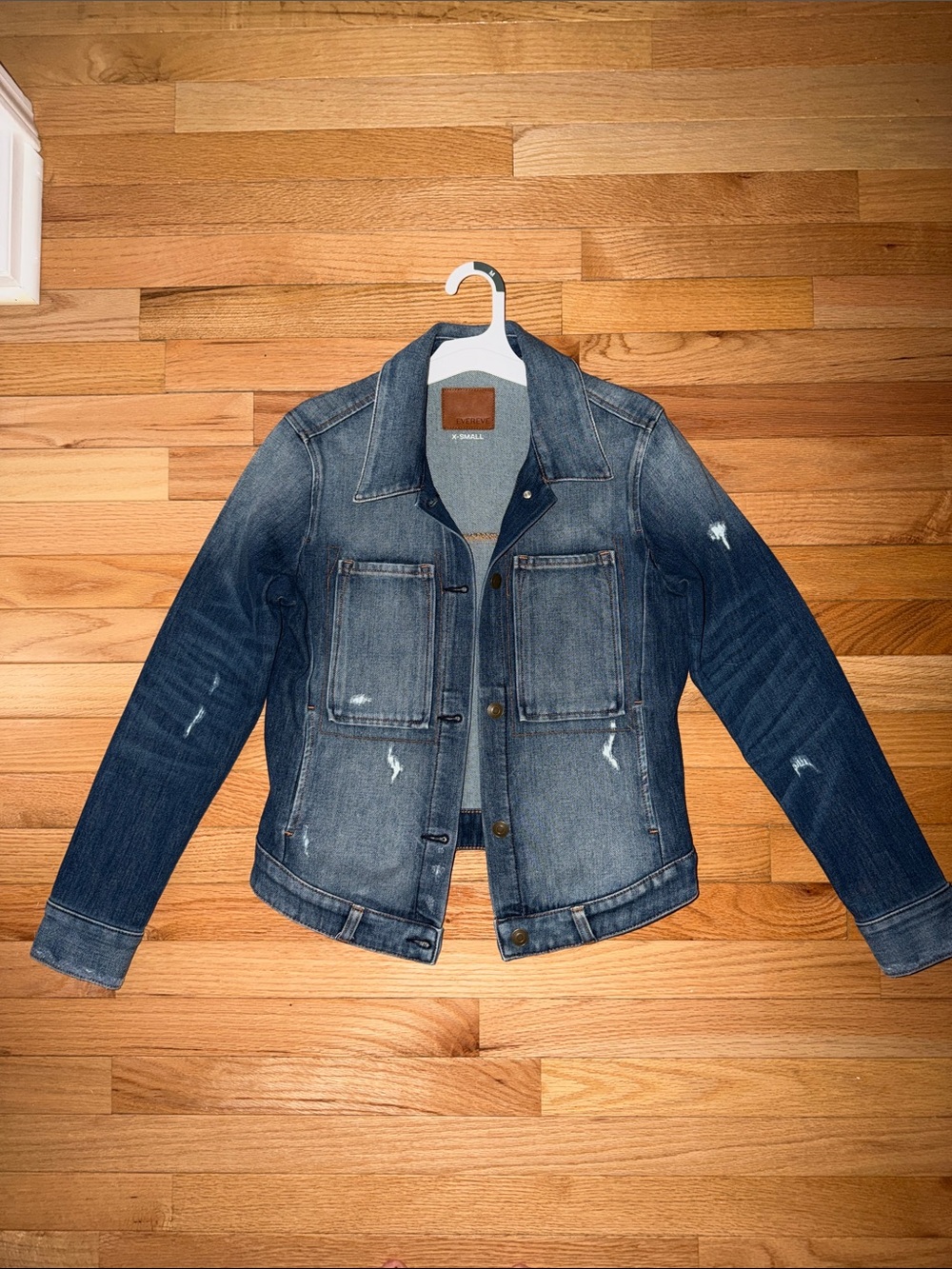 Evereve Distressed Blue Denim Jacket excellent condition